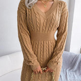 Anaïs | Robe en maille torsadée à col V