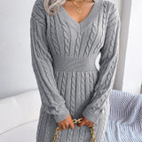 Anaïs | Robe en maille torsadée à col V