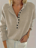 Suzanne | Pull en maille à col V boutonné