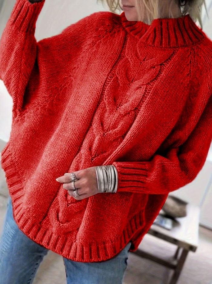 Annabelle | Pull ample à torsades et col montant