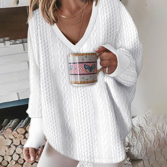 Valérie | Pull ample à torsades et col V profond