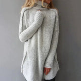 Ophélie | Pull long en grosse maille à col roulé