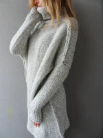 Ophélie | Pull long en grosse maille à col roulé