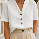 Ghislaine | Blouse à col châle et manches courtes