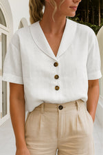Ghislaine | Blouse à col châle et manches courtes