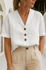 Ghislaine | Blouse à col châle et manches courtes