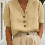 Ghislaine | Blouse à col châle et manches courtes