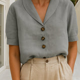 Ghislaine | Blouse à col châle et manches courtes