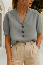 Ghislaine | Blouse à col châle et manches courtes