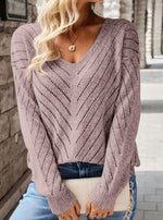 Jeanne | Pull ajouré à chevrons et col V