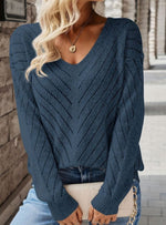 Jeanne | Pull ajouré à chevrons et col V