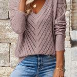 Jeanne | Pull ajouré à chevrons et col V