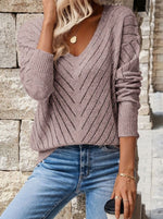 Jeanne | Pull ajouré à chevrons et col V
