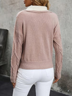 Alix | Pull à motif losanges et col polo contrasté