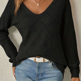 Ingrid | Pull ample ajouré à motif losange
