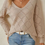 Ingrid | Pull ample ajouré à motif losange