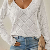 Ingrid | Pull ample ajouré à motif losange