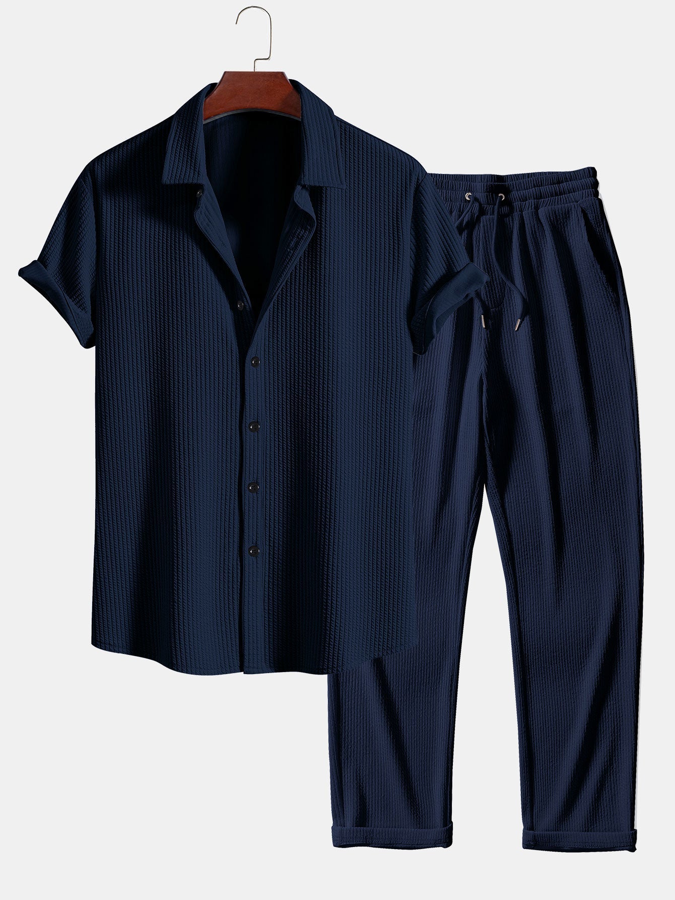 Ensemble — chemise côtelée coupe ajustée & pantalon côtelé à jambe droite