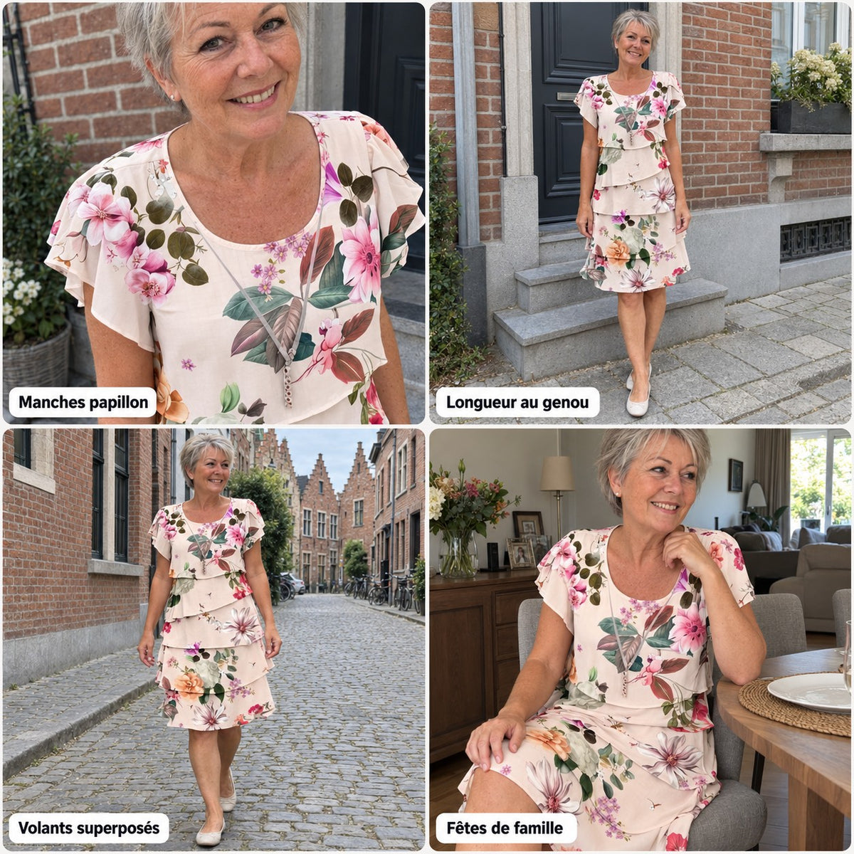 Zélie | Robe à volants étagés et manches papillon